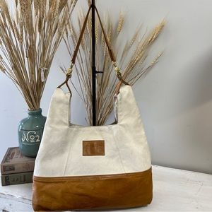 Canoe Brand Leather Canvas Shoulder Bag Purse